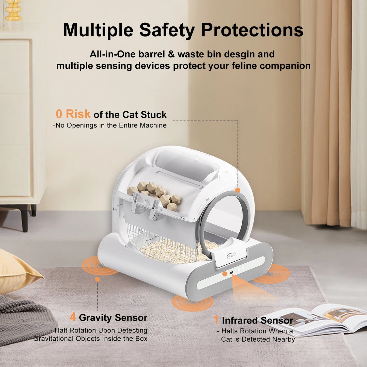 Automatic Cat Litter Box Self Cleaning with App Control & Cat Litter Mat Smart Cat Toilet for Multiple Large Cats