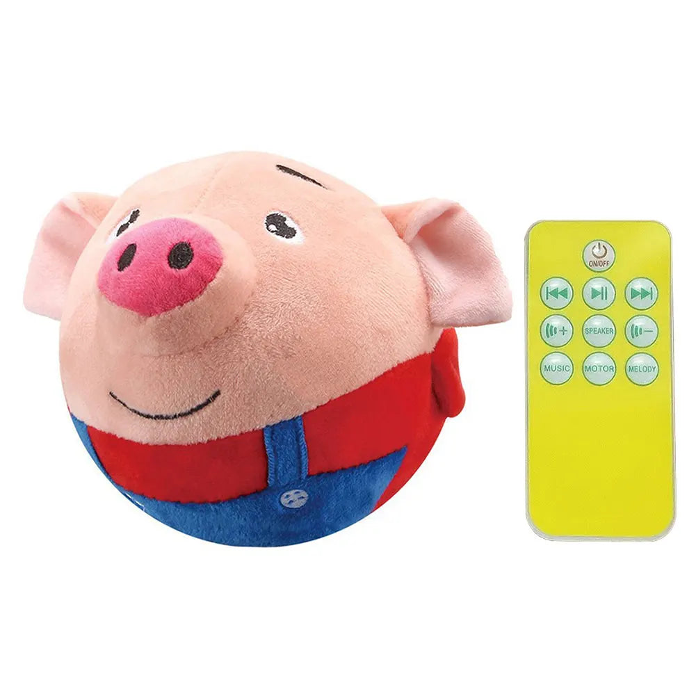 Cartoon Pig Active Moving Pet Plush Toy Washable Talking Moving Dog Ball Toy USB Rechargeable for Dogs Cats