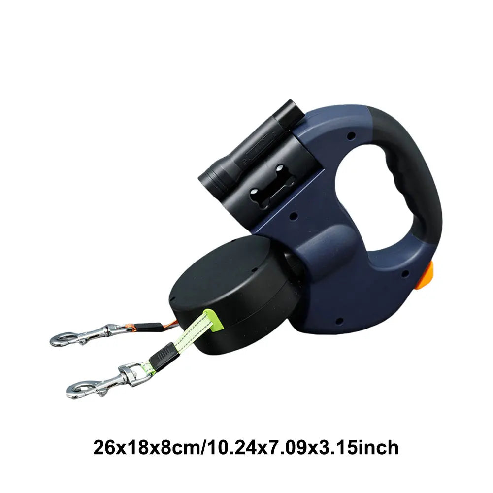 Double Headed Dog Leash Traction Rope 360 Degree Swivel Dual Pet Leash Retractable Dog Leash for Small Medium Dogs