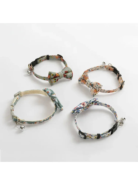 Dog Middle Pink Cat Blue Neck Lovely for Strap Collar Bowknot Tie Print Cotton Cute Fabric Sunflower Small Pet Daisy Dog Bow