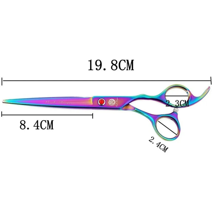 Purple Dragon 7.0 inch Rhinestone Decoration 3PCS Pet Grooming Scissors Dog Hair Cutting Thinning Shears Set
