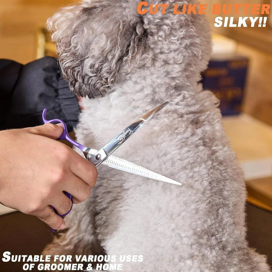 Highend Professional Dog Grooming Curved Thinning Scissors Teeth Blending Shears Pet Texturizing Thinner Blender Shears 7 Inch