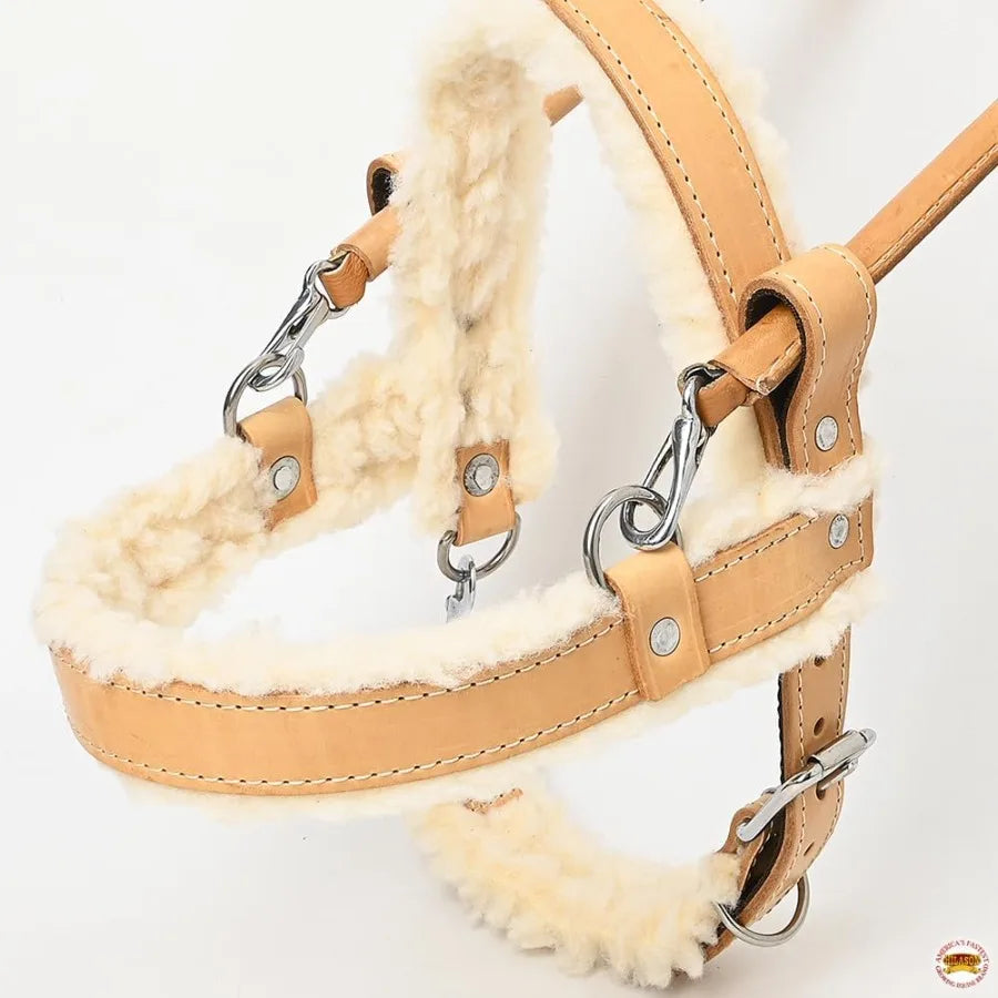 Thick Fleece and Padded Genuine Leather Guide Dog Harness with Reinforced Handle for Enhanced Comfort and Durability in Daily W