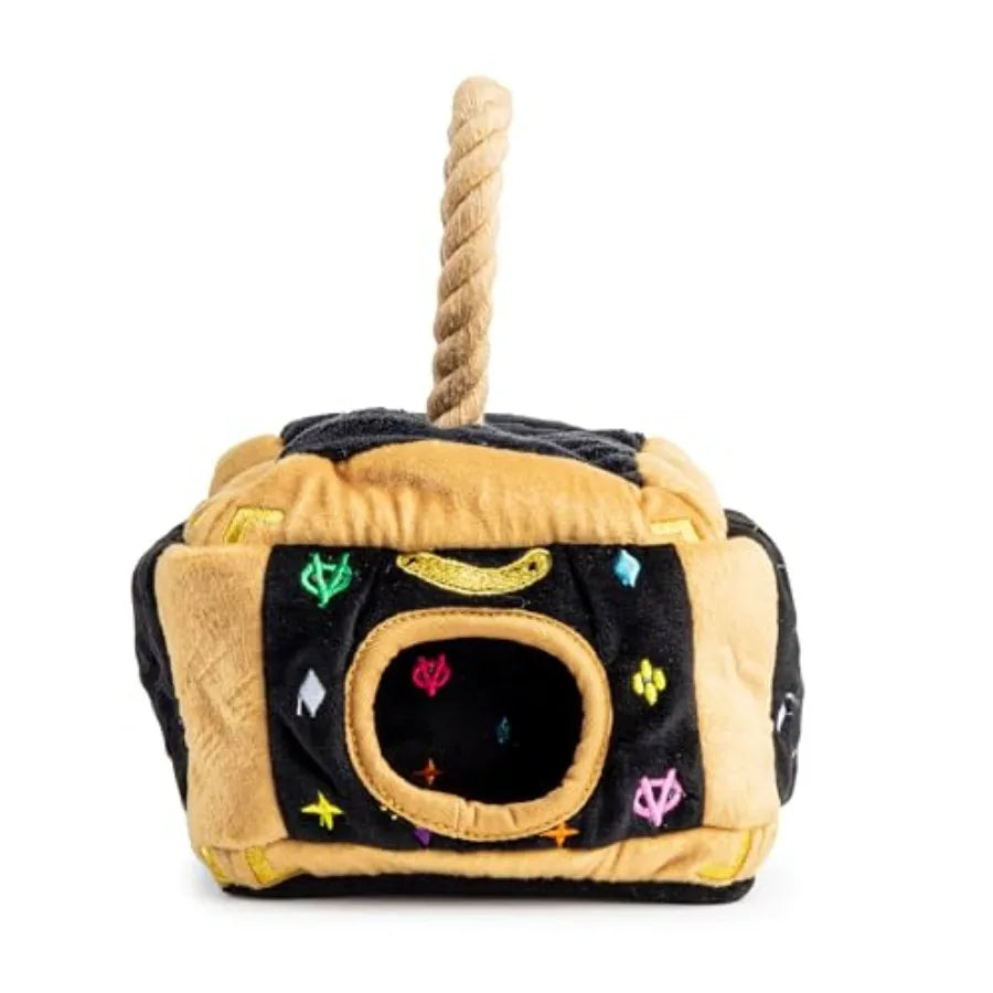 Black Monogram Chewy Vuiton Interactive Trunk Plush Dog Toy with Squeaker for All Breeds Stimulating Enrichment Machine