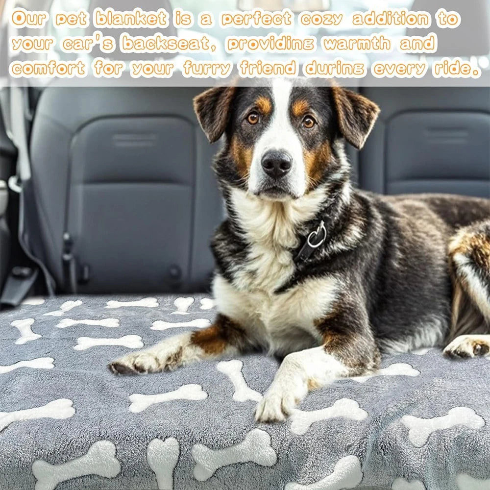 Soft Fluffy High Quality Print Pet Blanket T Cute Bone Model Print Blanket Pet Mat Warm and Comfortable Blanket for Cat Dogs