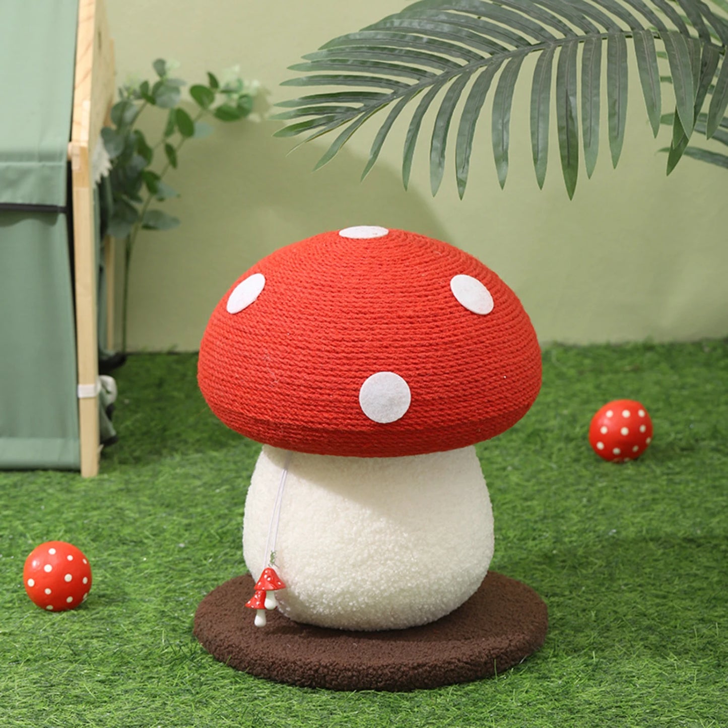 Red Cap Mushroom Kittens Scratching Post,Cute Mushroom Cat Tower Scratcher,Cat Scratching Post Cat Scratcher Rope for Indoor Cat