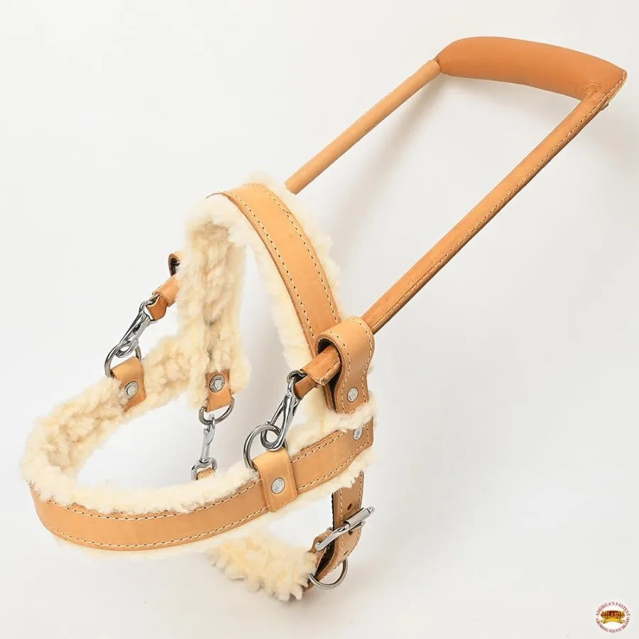 Thick Fleece and Padded Genuine Leather Guide Dog Harness with Reinforced Handle for Enhanced Comfort and Durability in Daily W