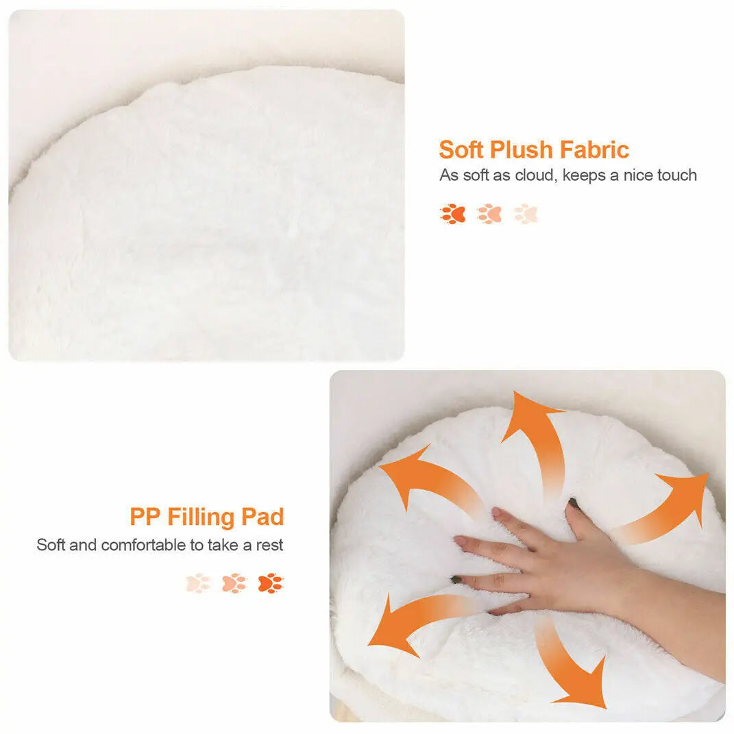 Luxury Soft Cat Bed Warm Plush Fabric Pet Nesting Chair Bed Washable Couch Wood Legs with Cushion Pad  for Small Pets