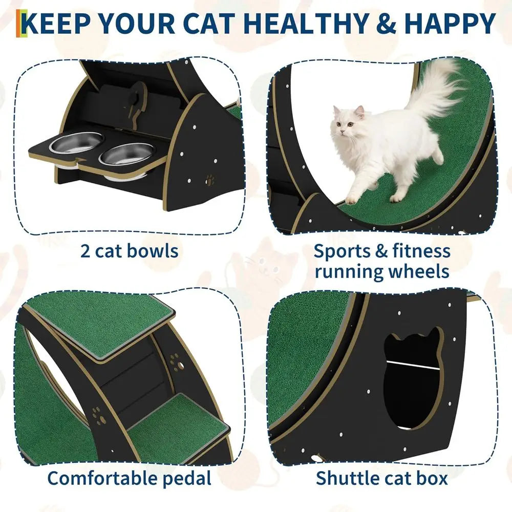 Large 48 Silent Cat Exercise Wheel, Stable Base, Removable Pad for Bengals & Maine Coons Up to 50Kg