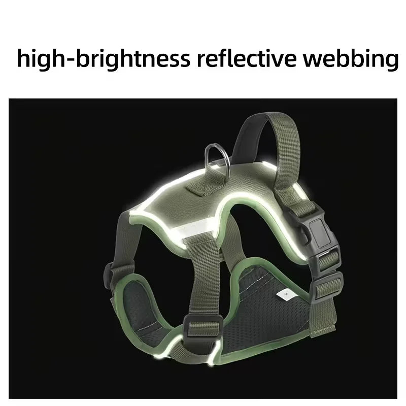 Dog harness with leash,dog collar,Heavy-Duty Dog Harness with Anti-Slip Padding, Front Leash Connector & Secure Buckles