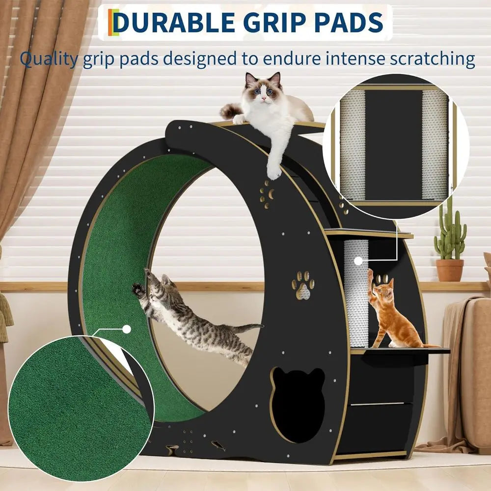 Large 48 Silent Cat Exercise Wheel, Stable Base, Removable Pad for Bengals & Maine Coons Up to 50Kg