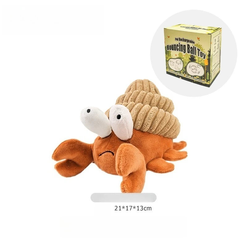 Interactive Vibrating Crab Dog Toy, Automatic Plush Ball with Squeaky Sound for All Dogs and Cats