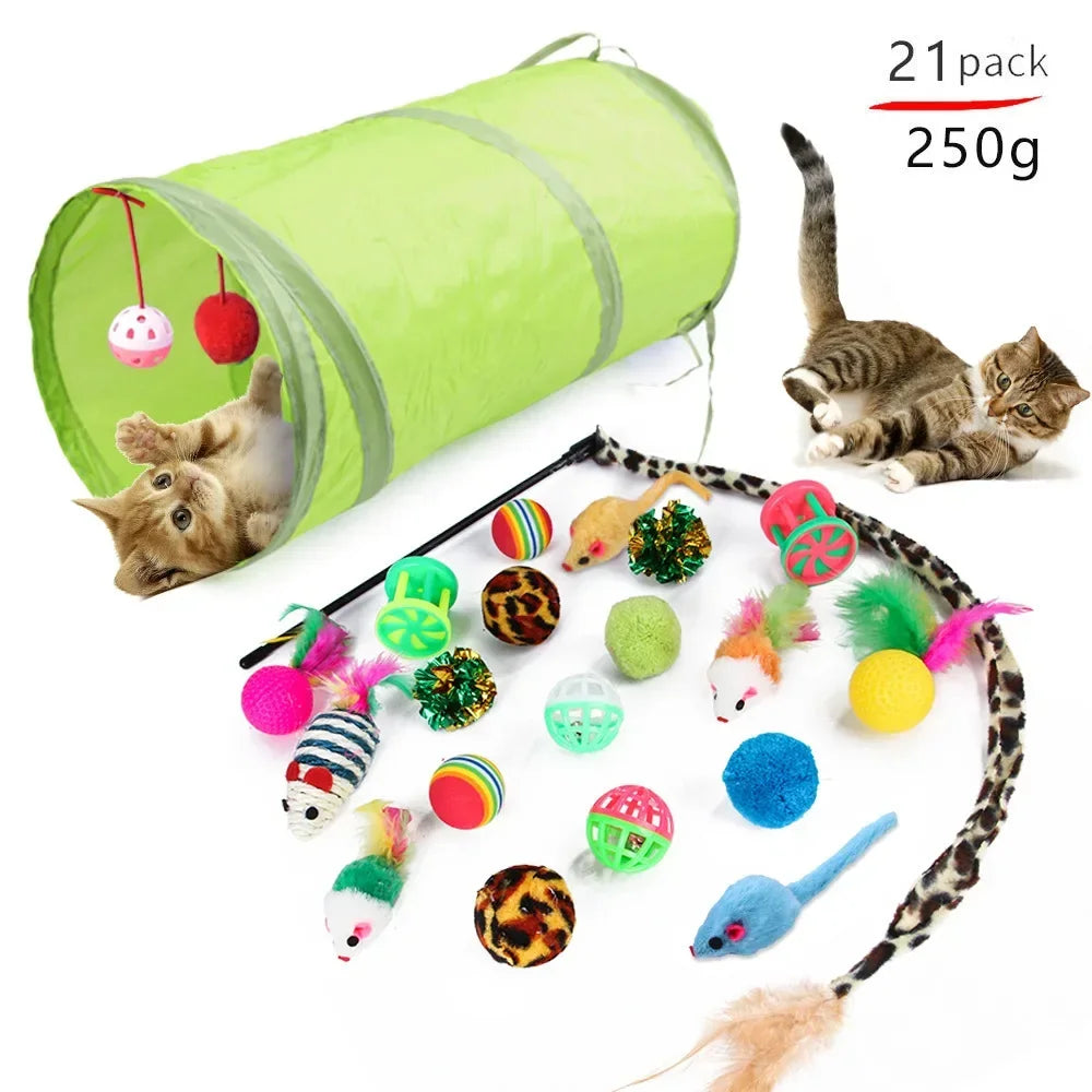 DualPet Kitten Toys Variety Cat Toy Combination Set Cat Toy Funny Cat Stick Sisal Mouse Bell Ball Cat Supplies 20 Piece Set Bugs