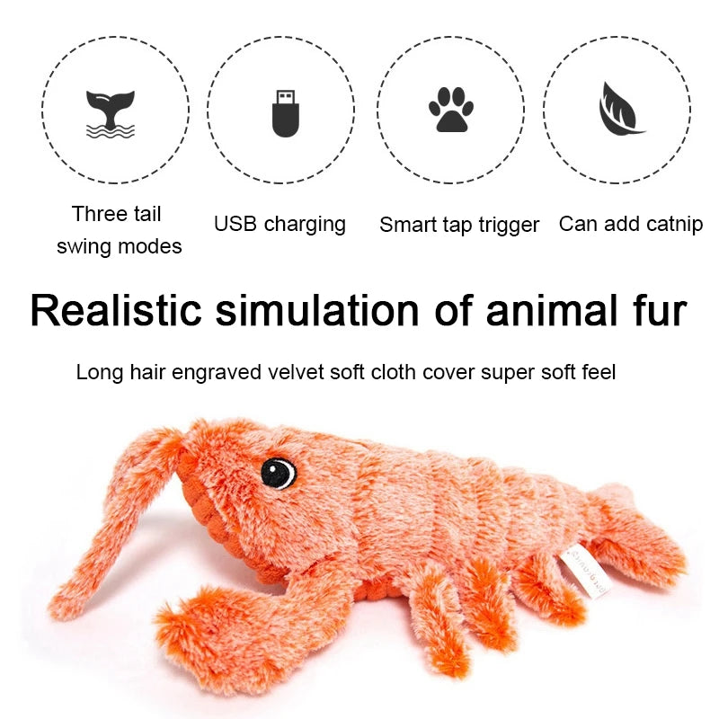 Pet Cat Toys Electric Lobster USB Rechargeable Simulation Jumping Shrimp Plush Electric Pet Teasing Cat Dogs Toys Pet Supplies