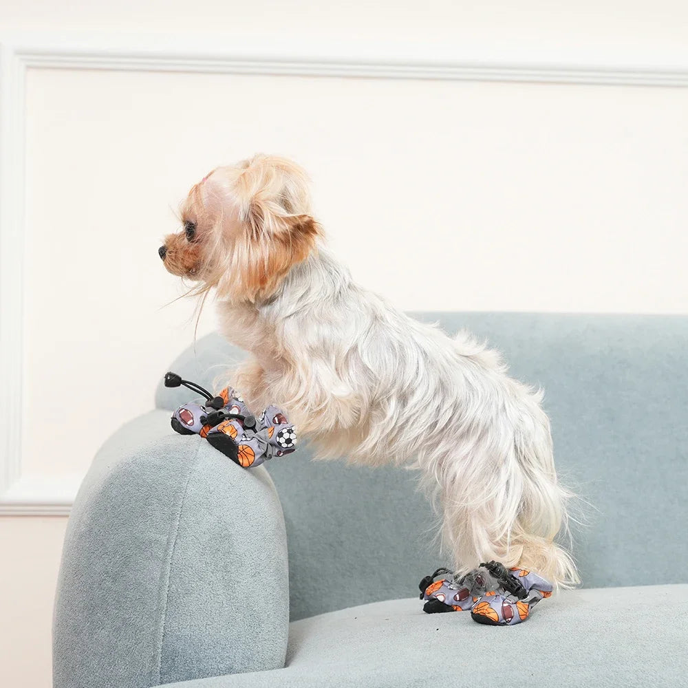 4pcs Pet Dog Shoes For Small Large Dogs Cat Anti-slip Soft Adjustable Paw Boots Socks Dachshund Puppy Outdoor Sneakers