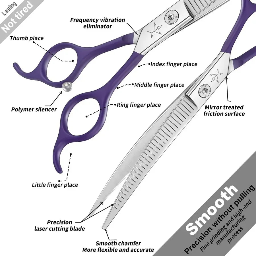 Highend Professional Dog Grooming Curved Thinning Scissors Teeth Blending Shears Pet Texturizing Thinner Blender Shears 7 Inch