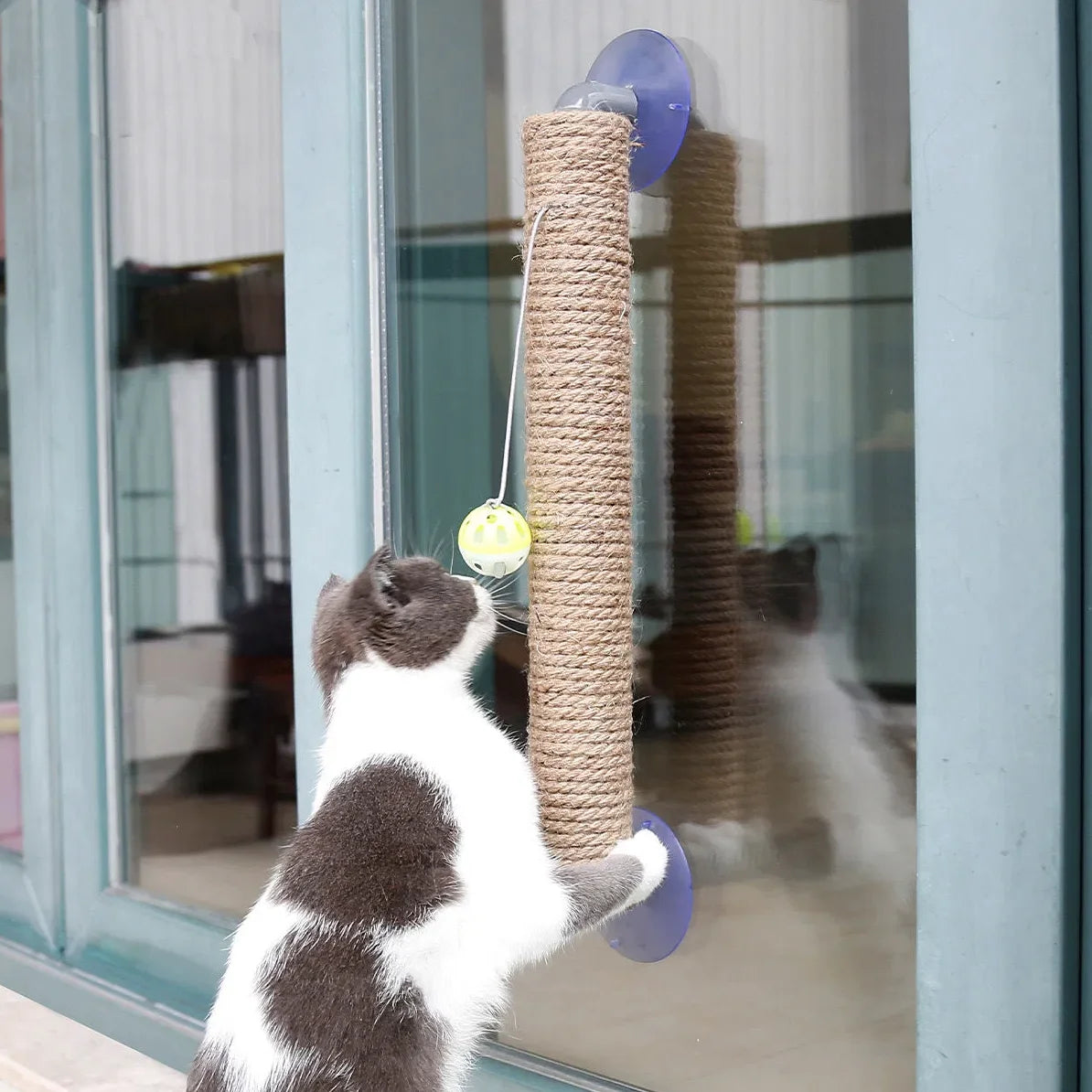 Pet Life 'Stick N' Claw' Sisal Rope and Toy Suction Cup Stick Shaped Cat Scratcher