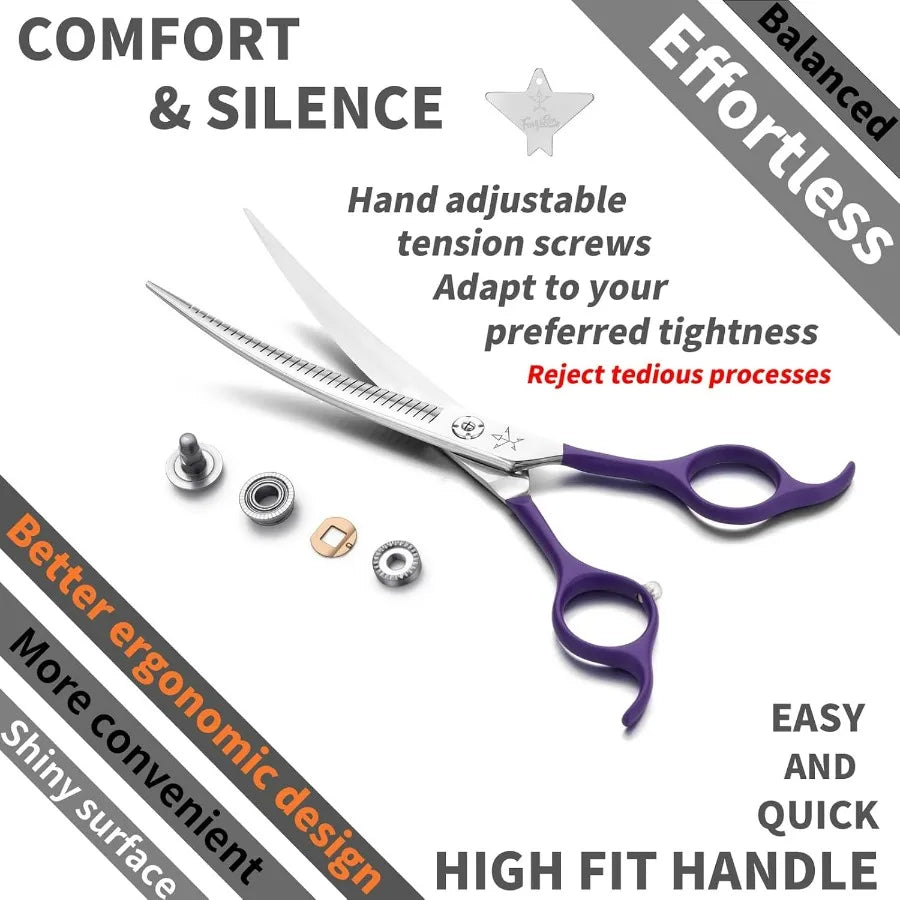 Highend Professional Dog Grooming Curved Thinning Scissors Teeth Blending Shears Pet Texturizing Thinner Blender Shears 7 Inch