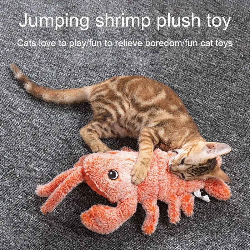 Pet Cat Toys Electric Lobster USB Rechargeable Simulation Jumping Shrimp Plush Electric Pet Teasing Cat Dogs Toys Pet Supplies