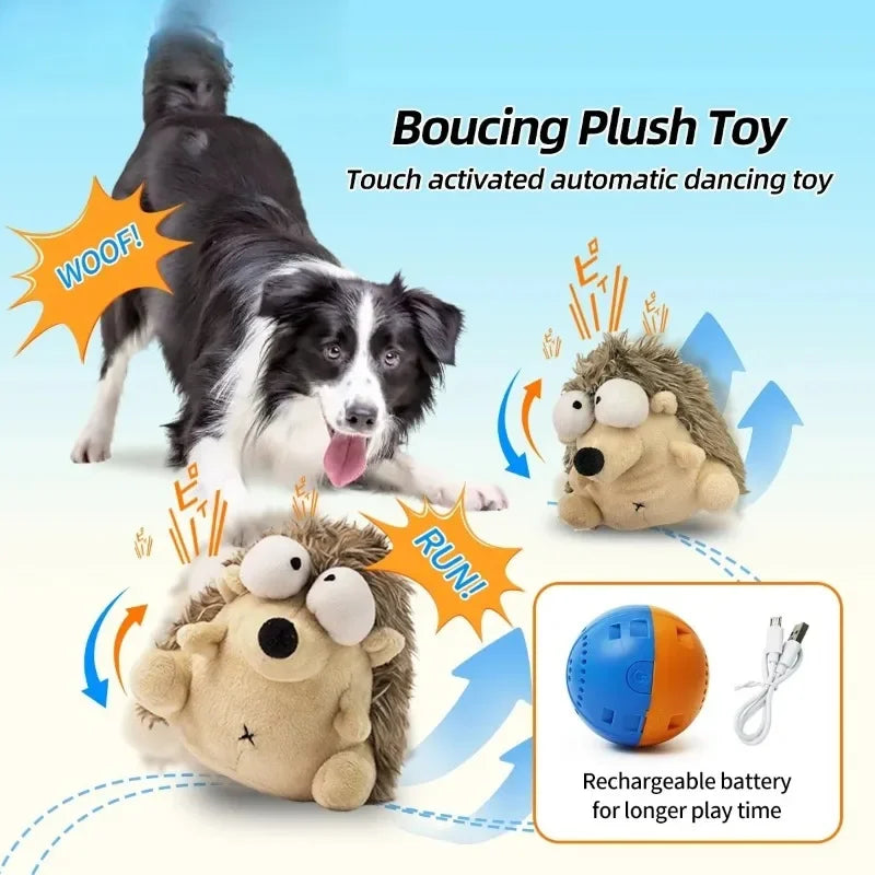 Interactive Vibrating Crab Dog Toy, Automatic Plush Ball with Squeaky Sound for All Dogs and Cats