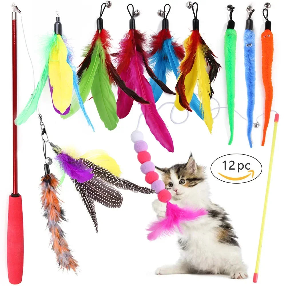DualPet Kitten Toys Variety Cat Toy Combination Set Cat Toy Funny Cat Stick Sisal Mouse Bell Ball Cat Supplies 20 Piece Set Bugs