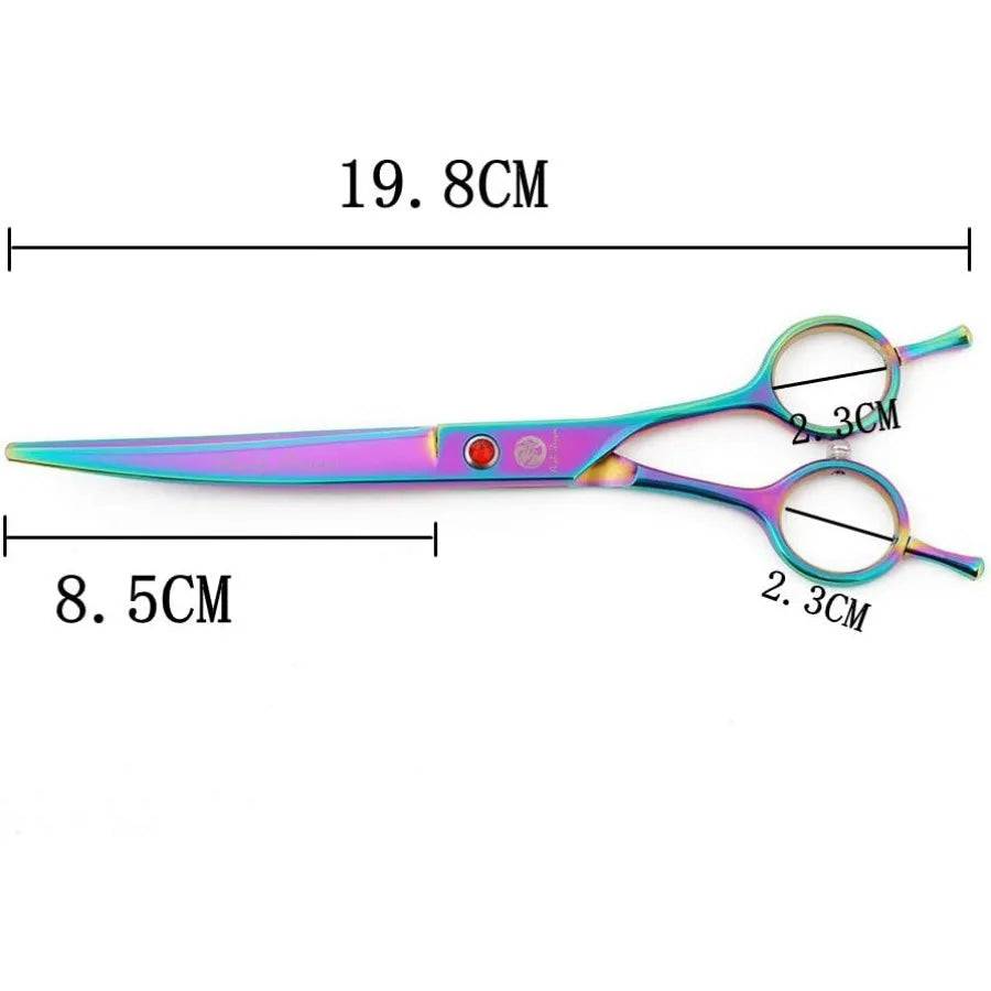 Purple Dragon 7.0 inch Rhinestone Decoration 3PCS Pet Grooming Scissors Dog Hair Cutting Thinning Shears Set