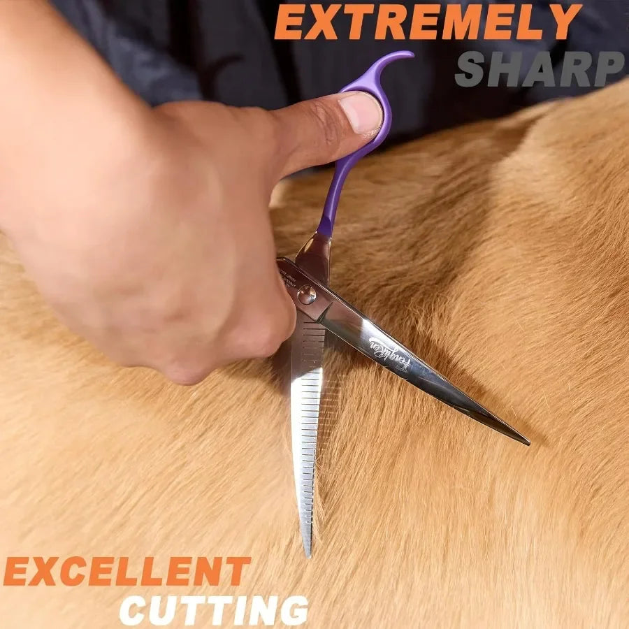 Highend Professional Dog Grooming Curved Thinning Scissors Teeth Blending Shears Pet Texturizing Thinner Blender Shears 7 Inch