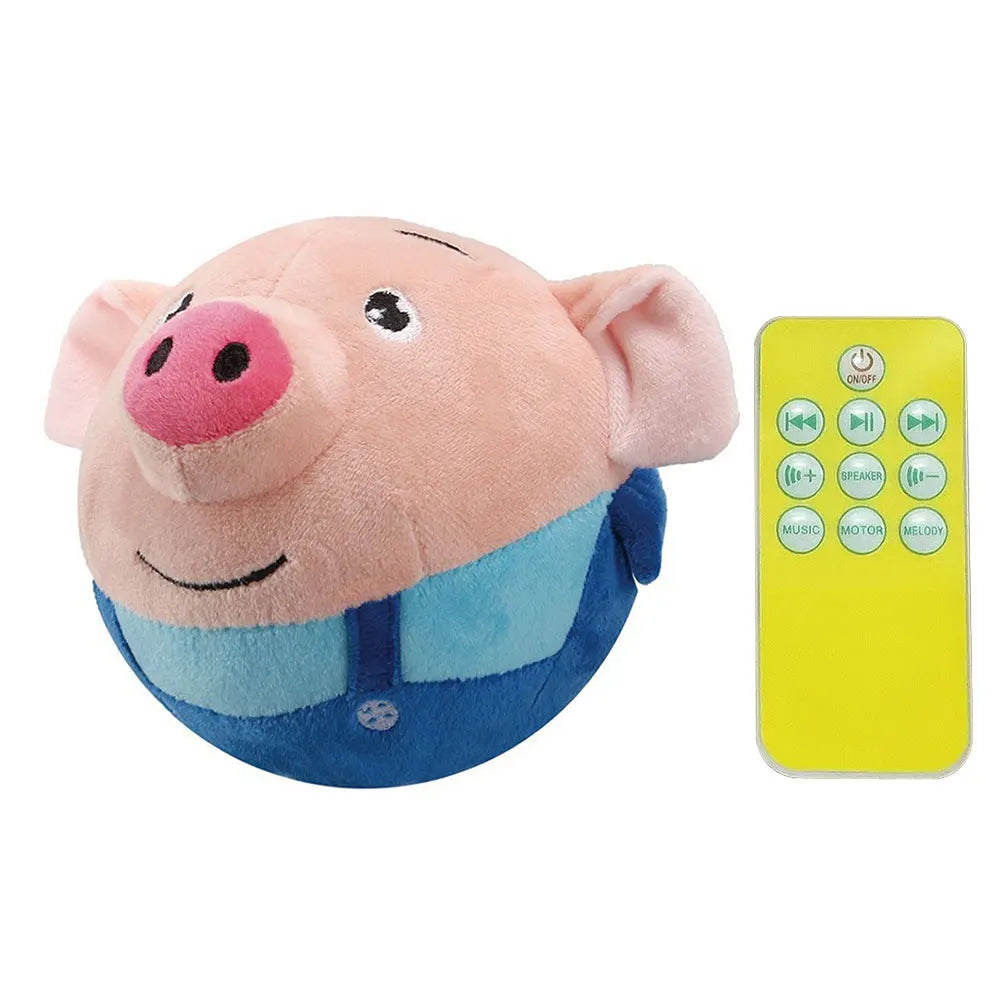 Cartoon Pig Active Moving Pet Plush Toy Washable Talking Moving Dog Ball Toy USB Rechargeable for Dogs Cats