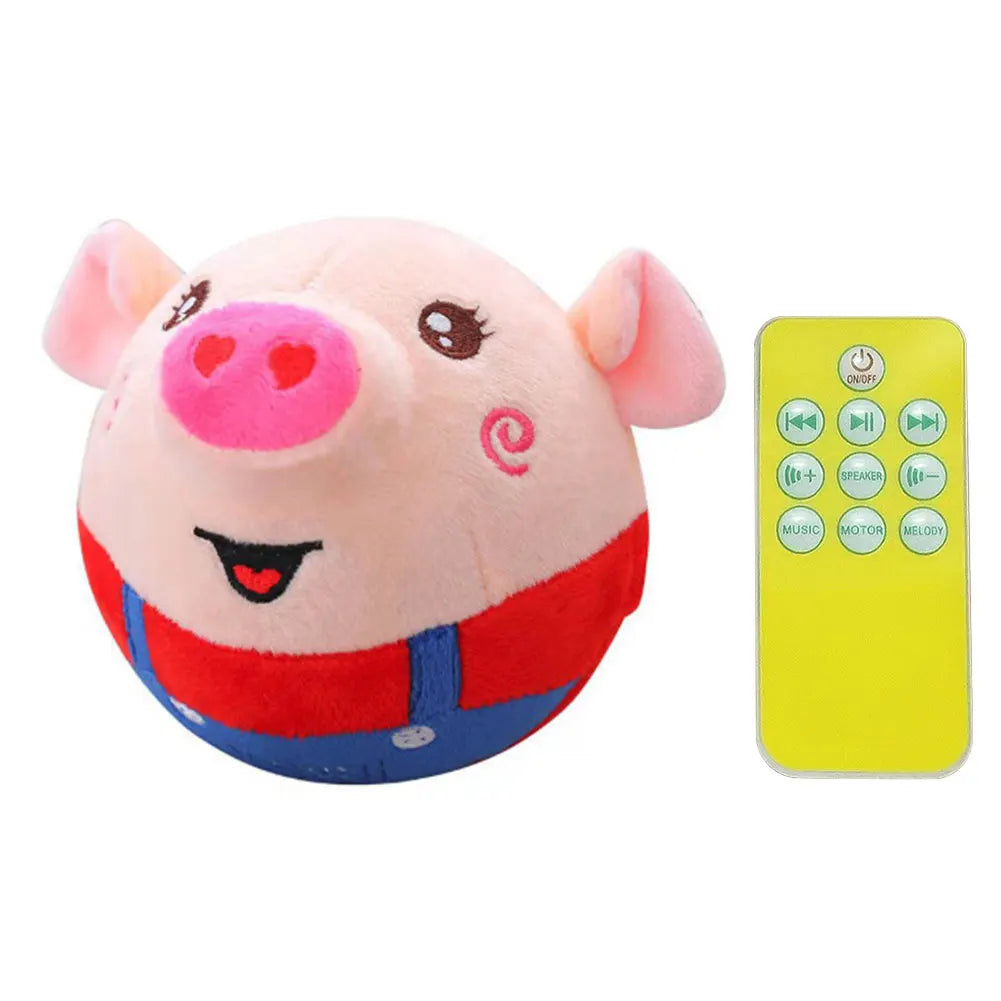 Cartoon Pig Active Moving Pet Plush Toy Washable Talking Moving Dog Ball Toy USB Rechargeable for Dogs Cats