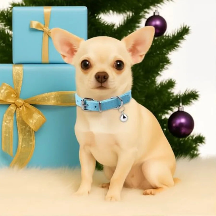 2Pack XXS Teacup Dog Cat Collars Soft Faux Leather Adjustable Puppy Collars with Be 1 2 Width Sky Blue Pink for XS Small Dogs K