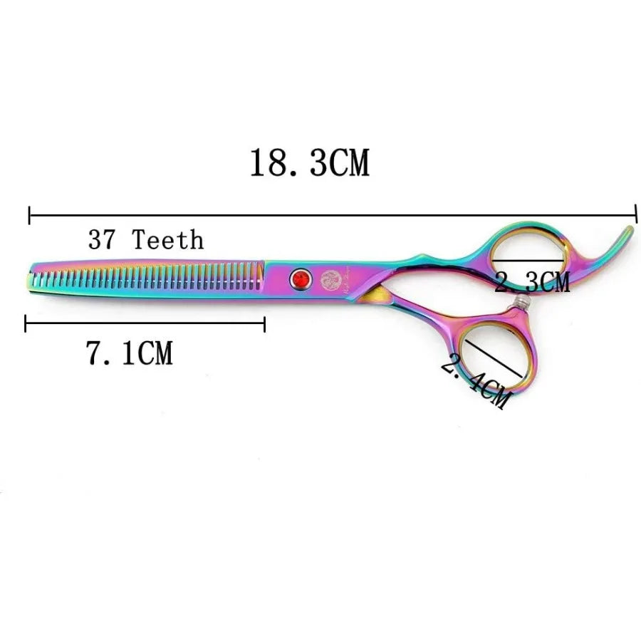 Purple Dragon 7.0 inch Rhinestone Decoration 3PCS Pet Grooming Scissors Dog Hair Cutting Thinning Shears Set