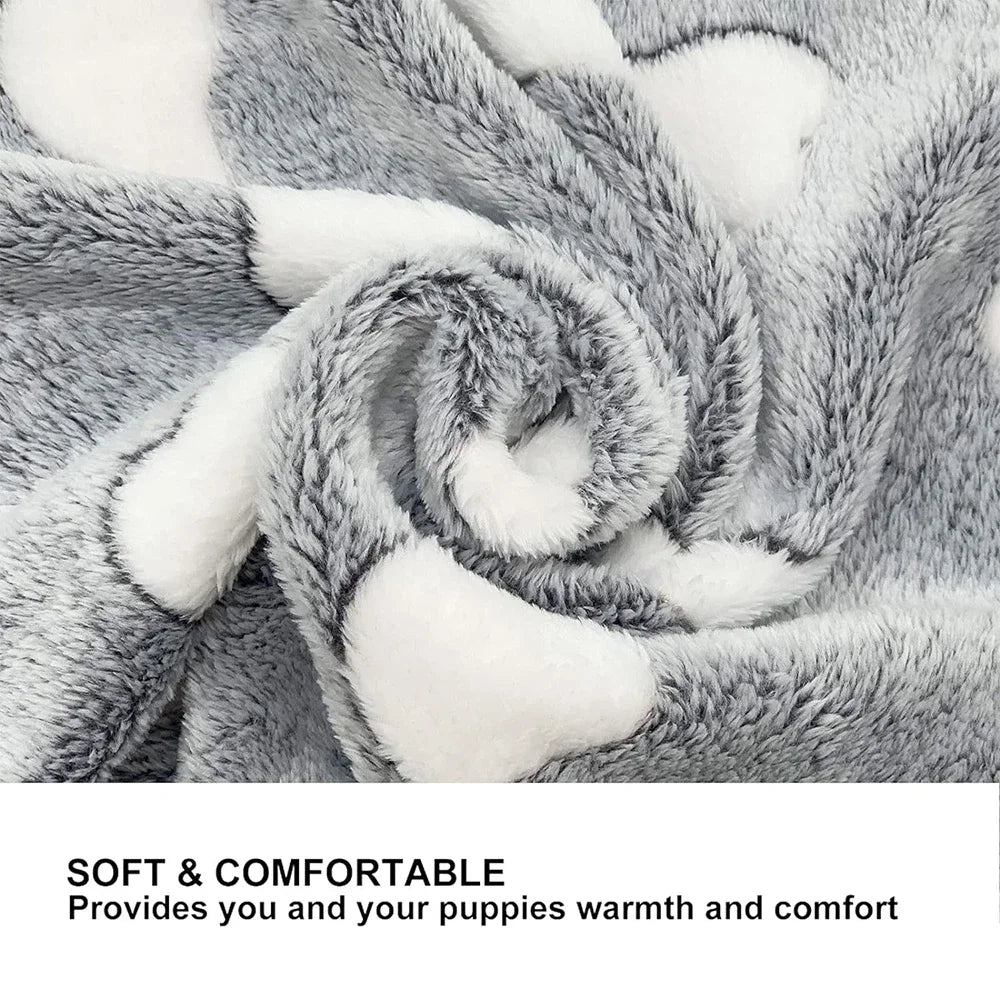 Soft Fluffy High Quality Print Pet Blanket T Cute Bone Model Print Blanket Pet Mat Warm and Comfortable Blanket for Cat Dogs