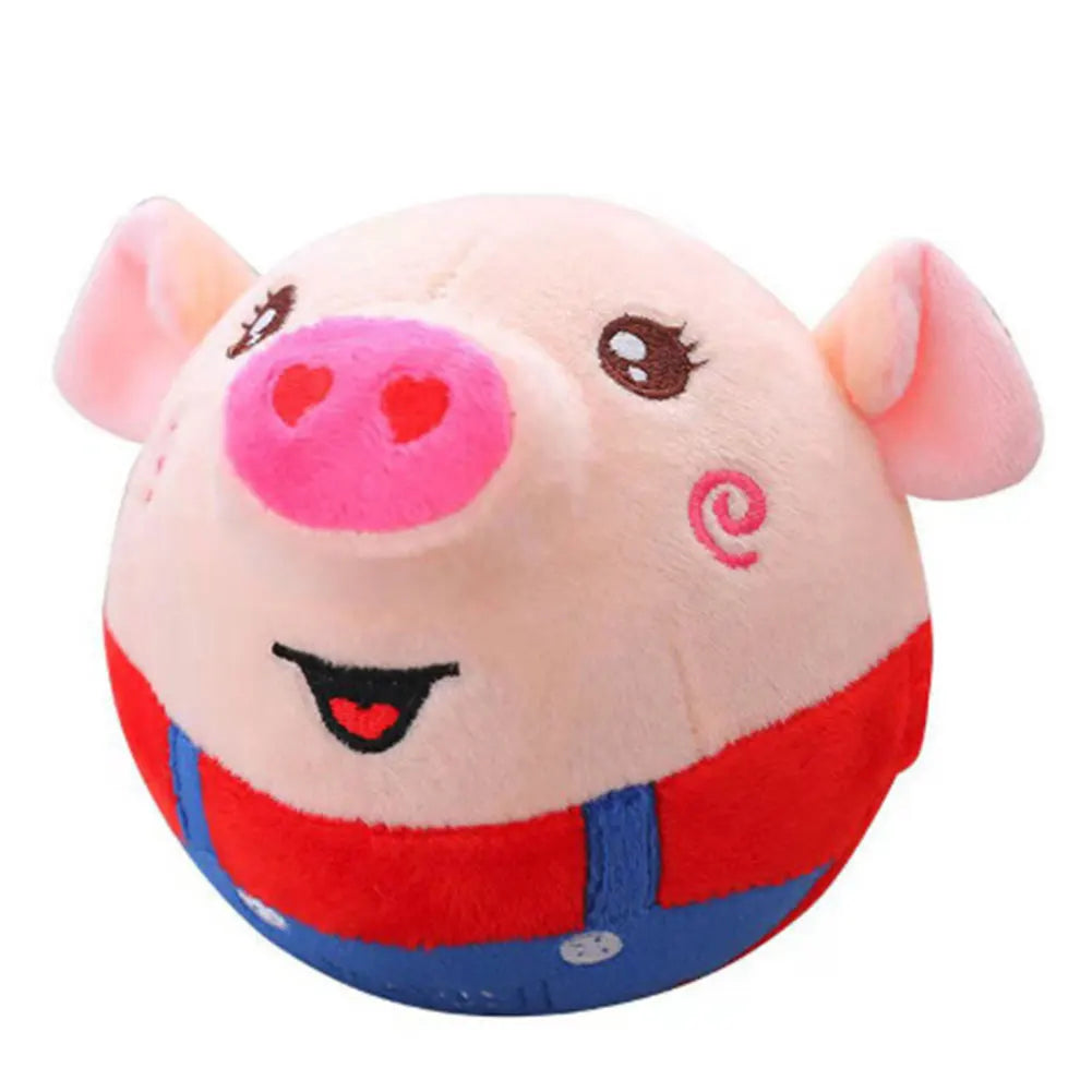 Cartoon Pig Active Moving Pet Plush Toy Washable Talking Moving Dog Ball Toy USB Rechargeable for Dogs Cats