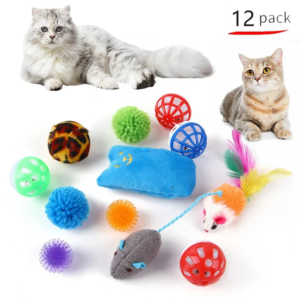 DualPet Kitten Toys Variety Cat Toy Combination Set Cat Toy Funny Cat Stick Sisal Mouse Bell Ball Cat Supplies 20 Piece Set Bugs