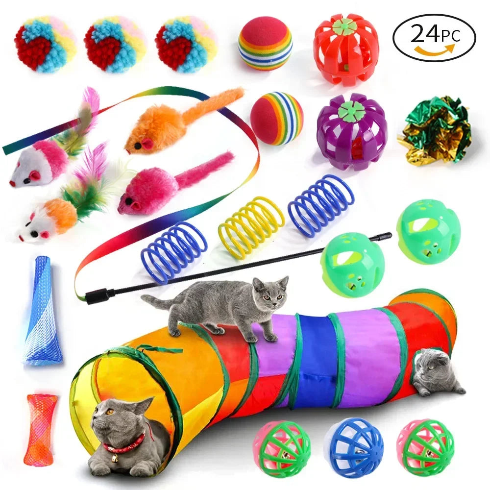 DualPet Kitten Toys Variety Cat Toy Combination Set Cat Toy Funny Cat Stick Sisal Mouse Bell Ball Cat Supplies 20 Piece Set Bugs