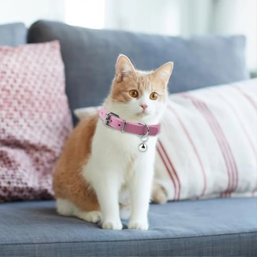 2Pack XXS Teacup Dog Cat Collars Soft Faux Leather Adjustable Puppy Collars with Be 1 2 Width Sky Blue Pink for XS Small Dogs K