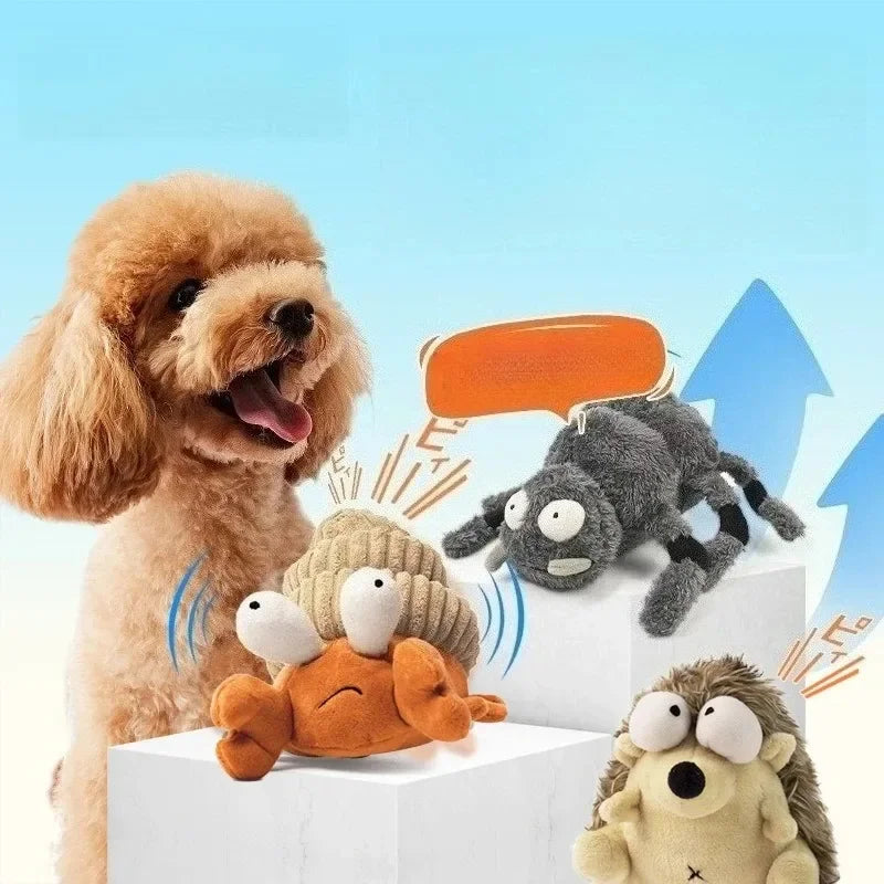 Interactive Vibrating Crab Dog Toy, Automatic Plush Ball with Squeaky Sound for All Dogs and Cats