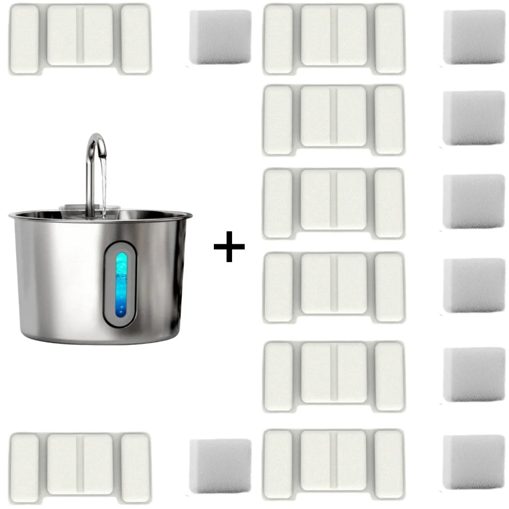 Cat Water Fountain, 75oz Stainless Steel Automatic Water Fountain with Filters Silent Pump for Cat Drinking, Pet Water Supplies