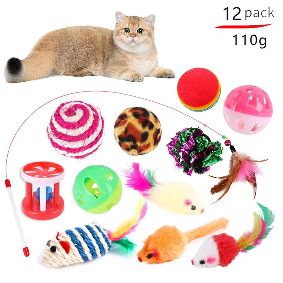 DualPet Kitten Toys Variety Cat Toy Combination Set Cat Toy Funny Cat Stick Sisal Mouse Bell Ball Cat Supplies 20 Piece Set Bugs