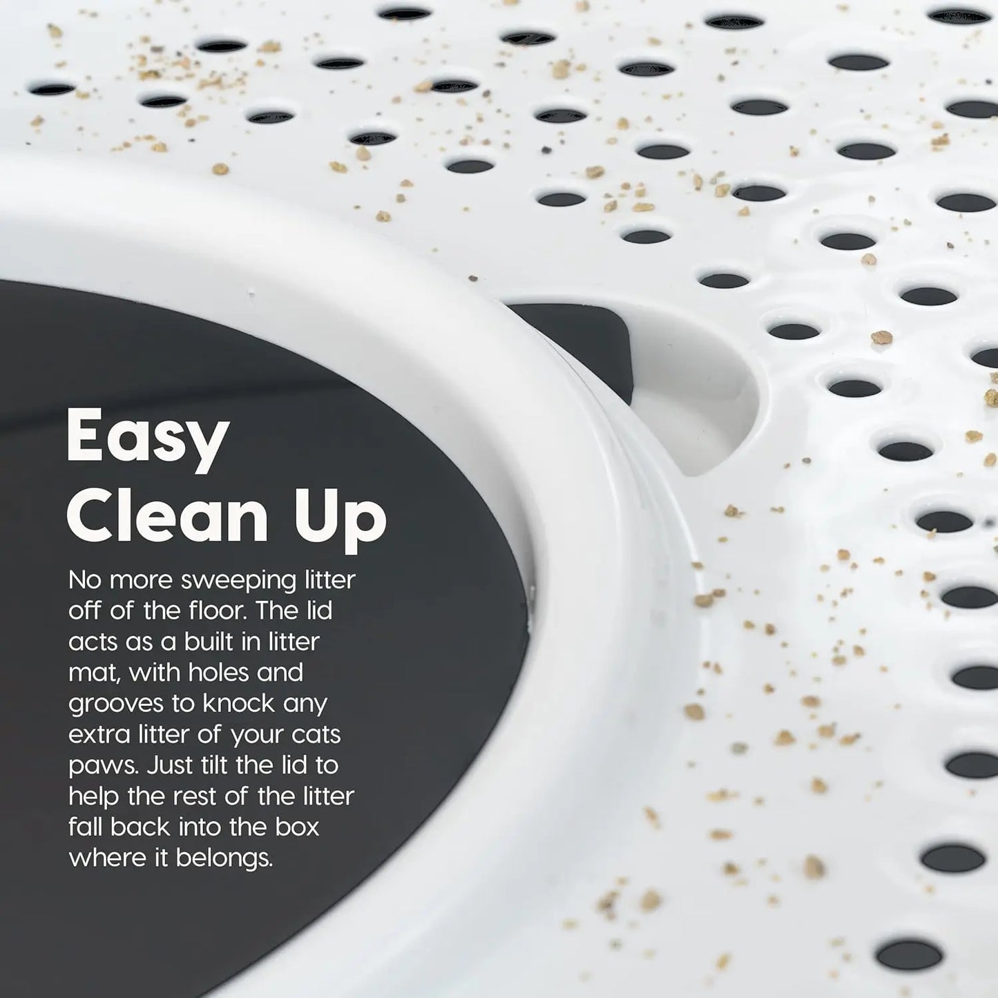 Top Entry Cat Litter Box, Large Enclosed with Litter Catching Lid and Scoop, Dog Proof, Cat Litter Box, Gray/White