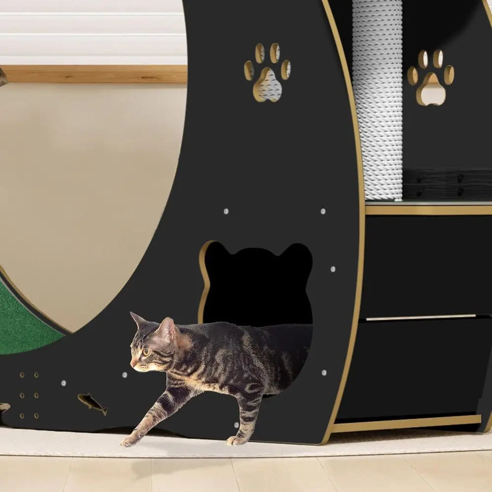 Large 48 Silent Cat Exercise Wheel, Stable Base, Removable Pad for Bengals & Maine Coons Up to 50Kg