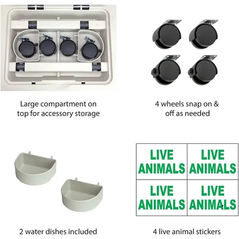 Durable Plastic Airline Approved Pet Kennel, Double Wire Door