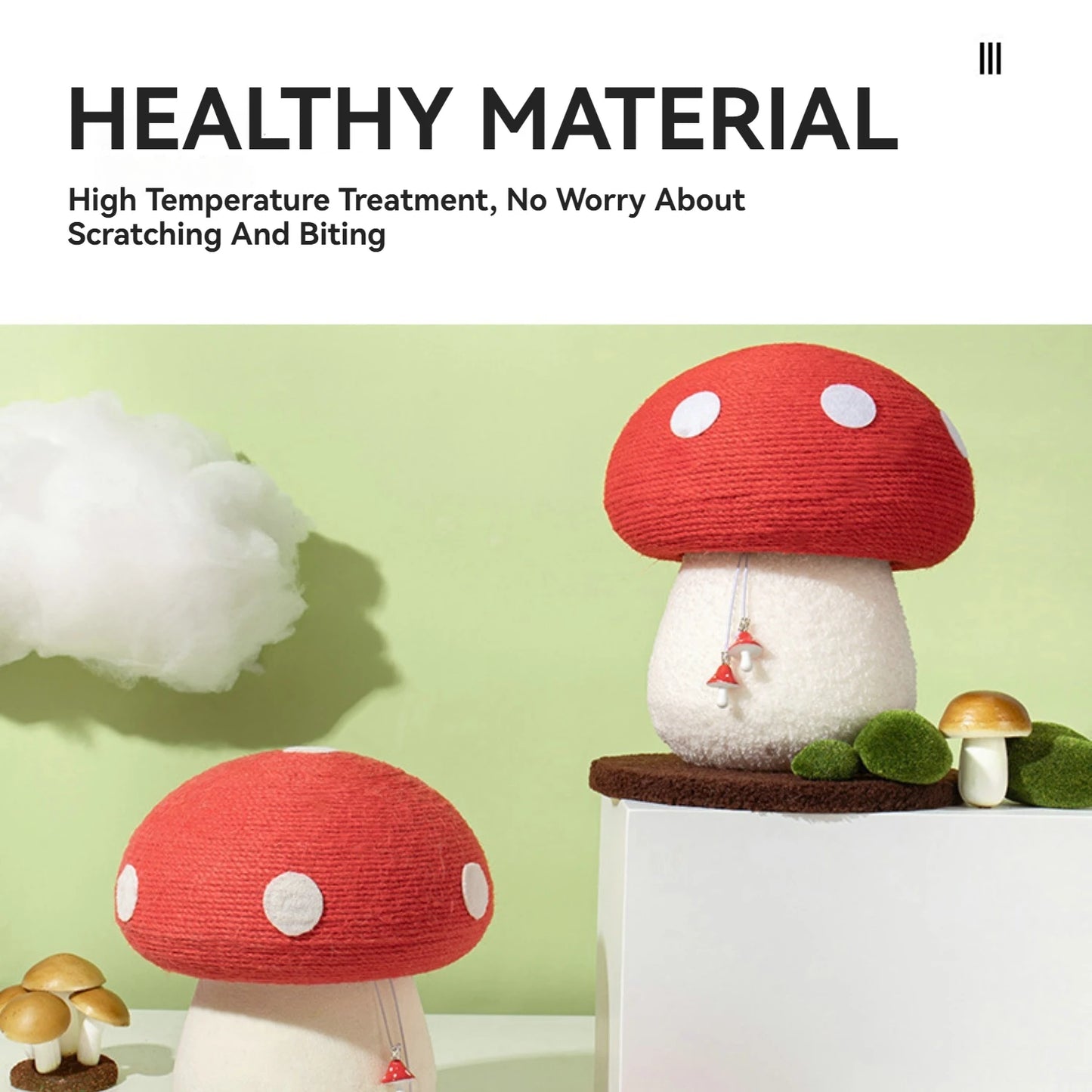 Red Cap Mushroom Kittens Scratching Post,Cute Mushroom Cat Tower Scratcher,Cat Scratching Post Cat Scratcher Rope for Indoor Cat