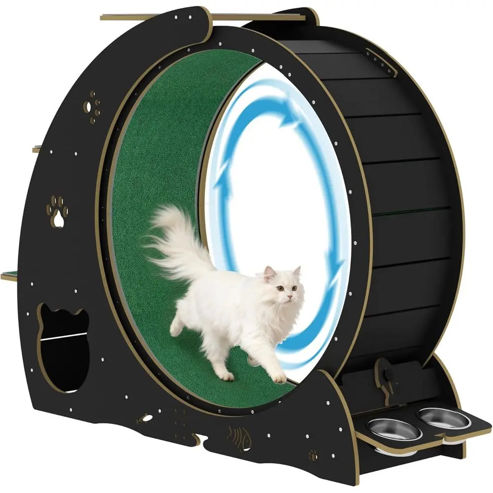 Large 48 Silent Cat Exercise Wheel, Stable Base, Removable Pad for Bengals & Maine Coons Up to 50Kg