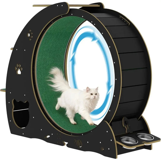 Large 48 Silent Cat Exercise Wheel, Stable Base, Removable Pad for Bengals & Maine Coons Up to 50Kg