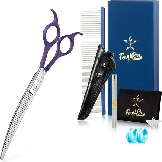 Highend Professional Dog Grooming Curved Thinning Scissors Teeth Blending Shears Pet Texturizing Thinner Blender Shears 7 Inch