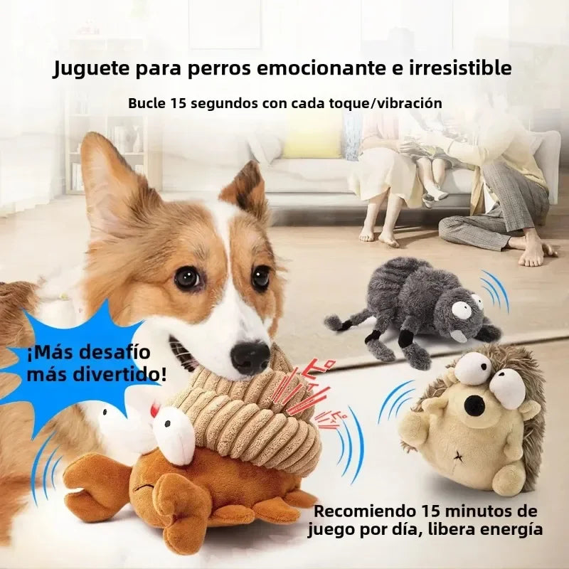 Interactive Vibrating Crab Dog Toy, Automatic Plush Ball with Squeaky Sound for All Dogs and Cats