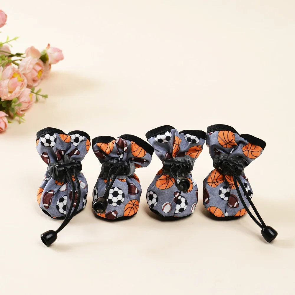 4pcs Pet Dog Shoes For Small Large Dogs Cat Anti-slip Soft Adjustable Paw Boots Socks Dachshund Puppy Outdoor Sneakers