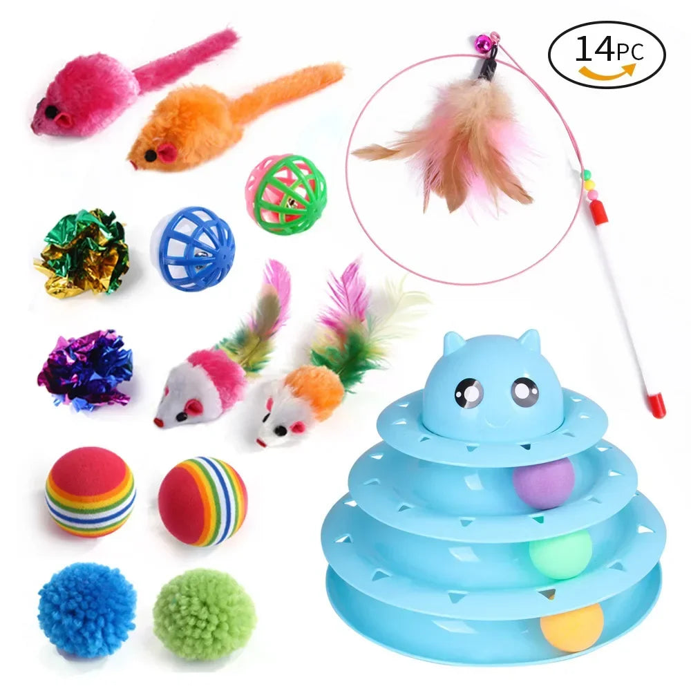 DualPet Kitten Toys Variety Cat Toy Combination Set Cat Toy Funny Cat Stick Sisal Mouse Bell Ball Cat Supplies 20 Piece Set Bugs