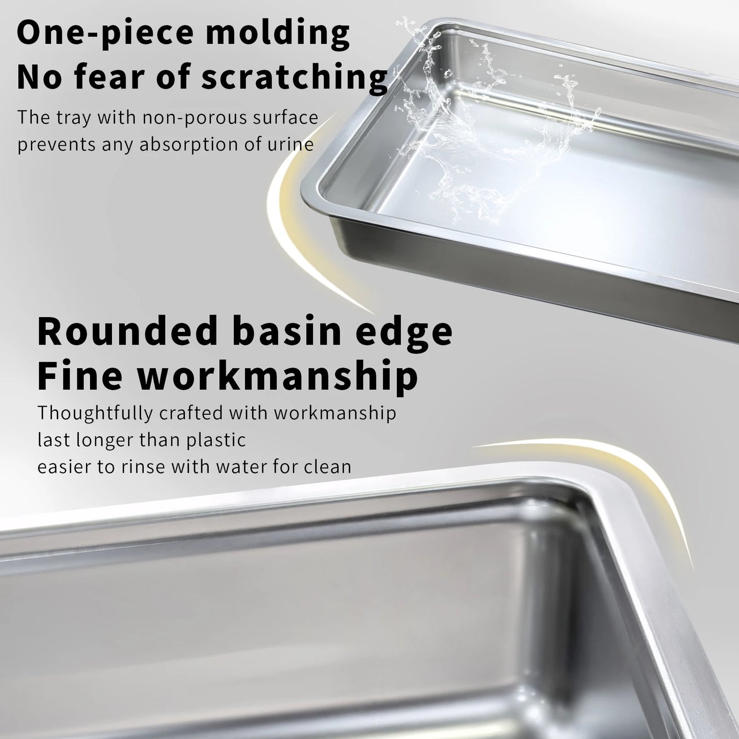 Stainless Steel Cat Litter Box with Lid Front Entry and Top Exit Toilet Box with Litter Scoop for Kittens,Easy Cleaning